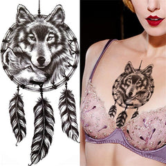 Long Lasting Waterproof Wolf Tattoo Sticker for Adults - Temporary Body Art