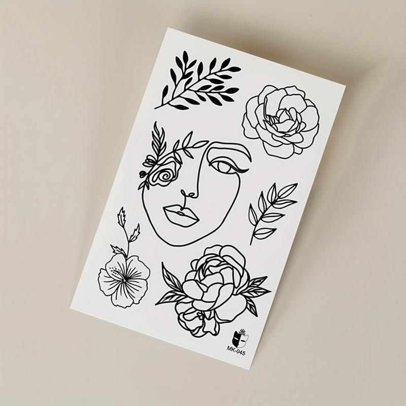 Abstract Figure Flower Leaf Pattern Temporary Tattoo Sticker