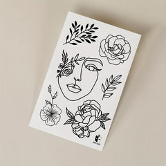 Abstract Figure Flower Leaf Pattern Temporary Tattoo Sticker