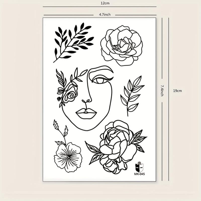Abstract Figure Flower Leaf Pattern Temporary Tattoo Sticker