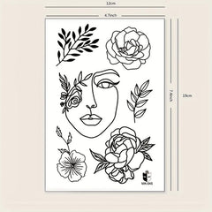 Abstract Figure Flower Leaf Pattern Temporary Tattoo Sticker