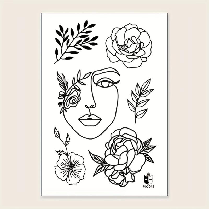 Abstract Figure Flower Leaf Pattern Temporary Tattoo Sticker