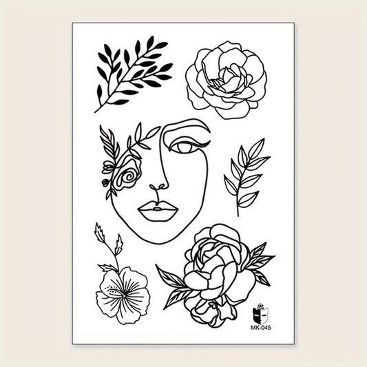 Abstract Figure Flower Leaf Pattern Temporary Tattoo Sticker