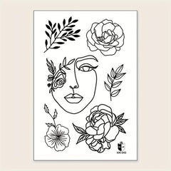 Abstract Figure Flower Leaf Pattern Temporary Tattoo Sticker