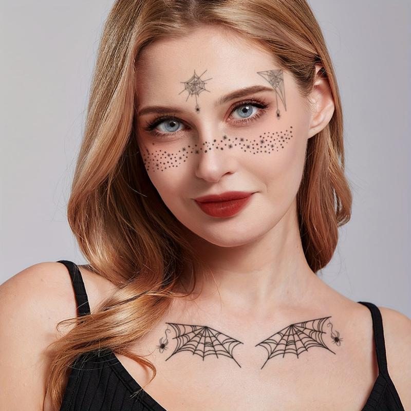 Halloween Spider Web Face Body Temporary Tattoo Sticker