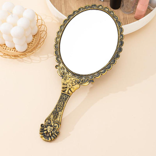 Vintage Handheld Mirror Embossed Flower Vanity Mirrors For Girls Women