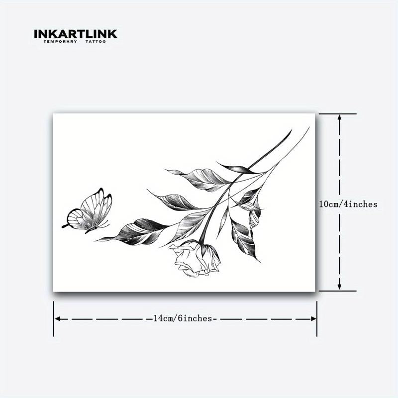 Rose Butterfly Temporary Tattoo Sticker Lasts 1 2 Weeks