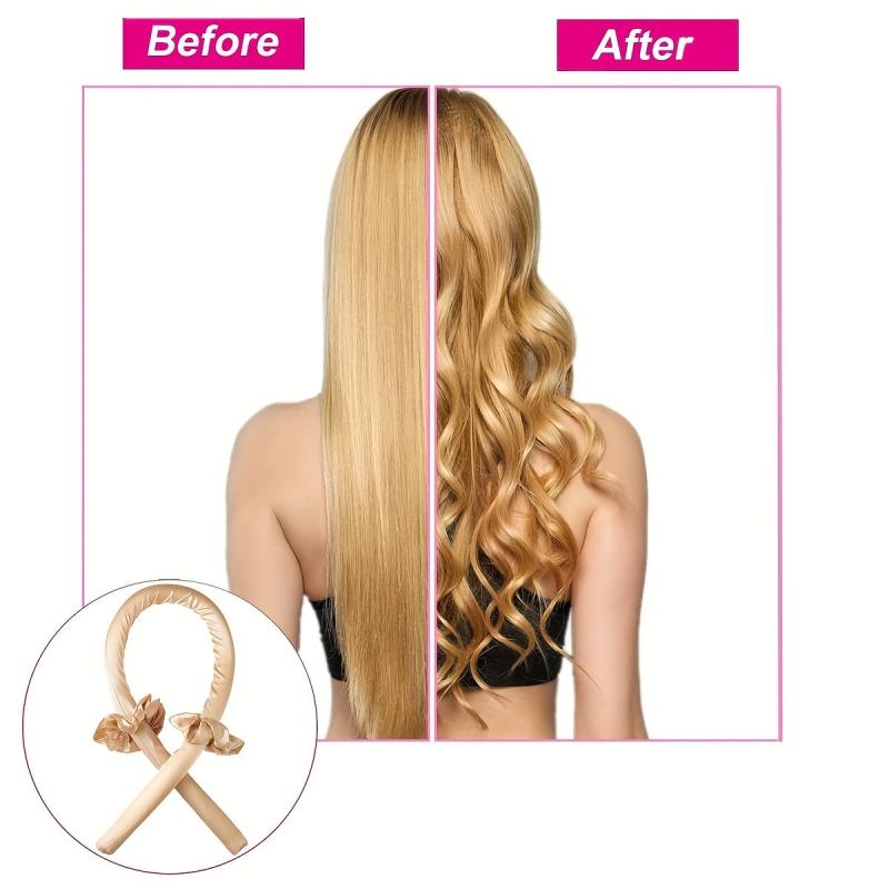 Heatless Curling Rod Headband with Hair Ties DIY Lazy Ribbon Hair Curler Tool