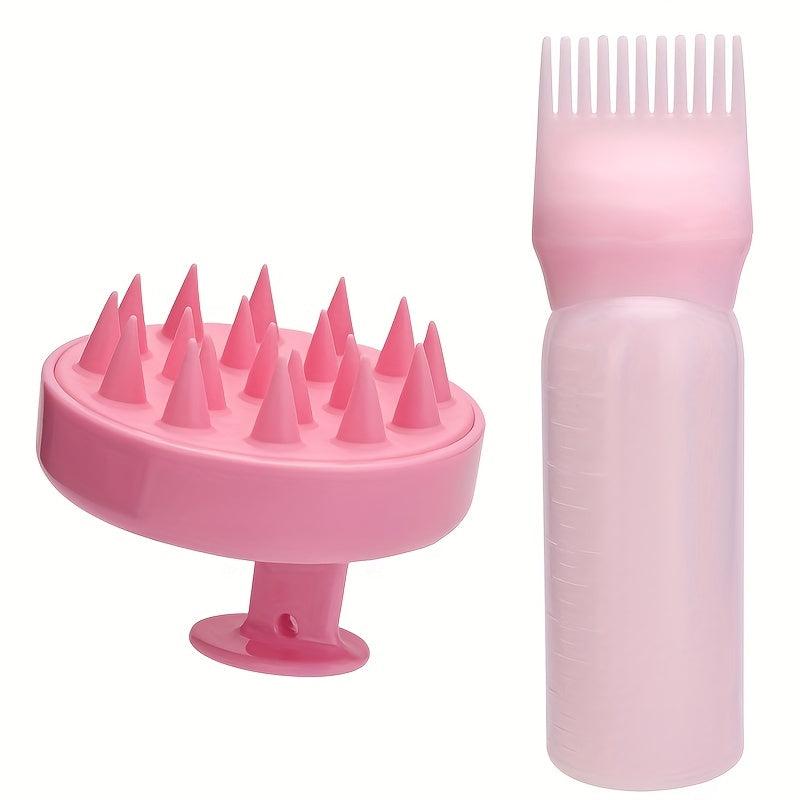 2pcs Silicone Shampoo Brush Comb Bottle Set for Personal Hair Care