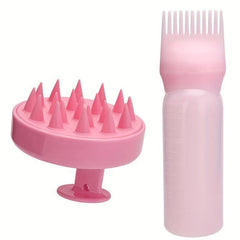 2pcs Silicone Shampoo Brush Comb Bottle Set for Personal Hair Care