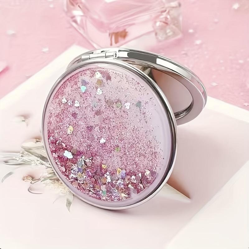 Quicksand Small Mirror Cartoon Double sided Portable Carry on Makeup Mirror