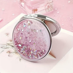 Quicksand Small Mirror Cartoon Double sided Portable Carry on Makeup Mirror