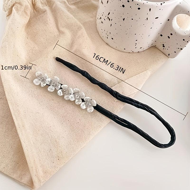 Rhinestone Hair Bun Maker with Faux Pearl & Flower Hair Styling Tool