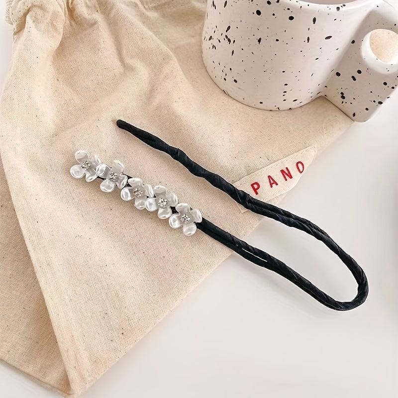 Rhinestone Hair Bun Maker with Faux Pearl & Flower Hair Styling Tool