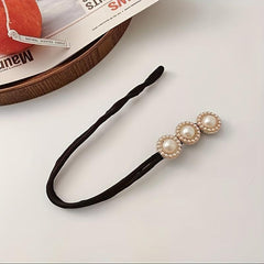 Rhinestone Hair Bun Maker with Faux Pearl & Flower Hair Styling Tool