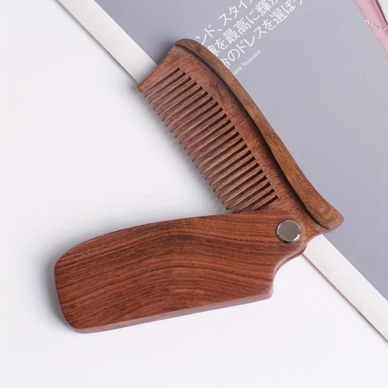 Portable Folding Wooden Comb For Men's Hair Beard And Mustache