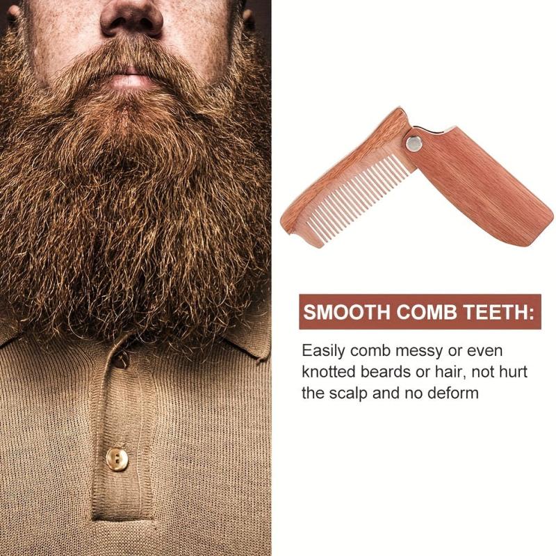 Portable Folding Wooden Comb For Men's Hair Beard And Mustache