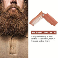 Portable Folding Wooden Comb For Men's Hair Beard And Mustache