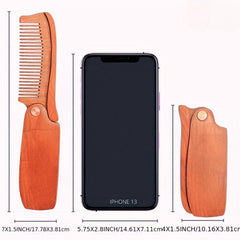 Portable Folding Wooden Comb For Men's Hair Beard And Mustache
