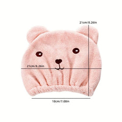 Bear Hair Dry Towel Cap Soft Microfiber Fast Drying Hair Wrap Bath Spa Head Cap