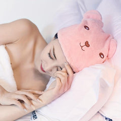 Bear Hair Dry Towel Cap Soft Microfiber Fast Drying Hair Wrap Bath Spa Head Cap
