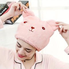 Bear Hair Dry Towel Cap Soft Microfiber Fast Drying Hair Wrap Bath Spa Head Cap