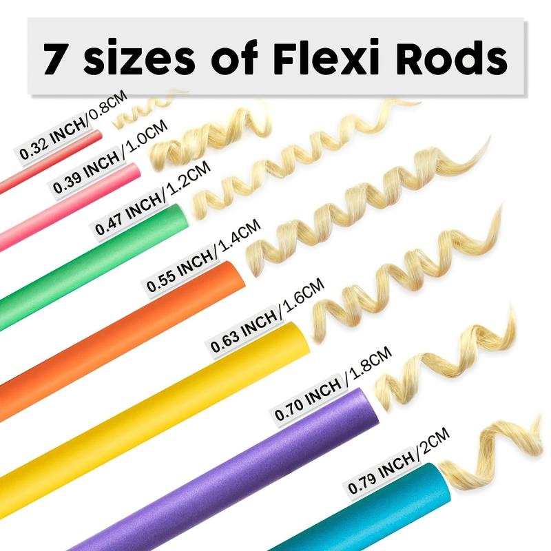 42pcs Heatless Hair Rollers Flex Curlers Twist Spiral Foam Rods DIY Styling