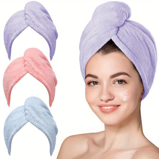 3pc Microfiber Hair Drying Caps Towels Turbans for Women Girls