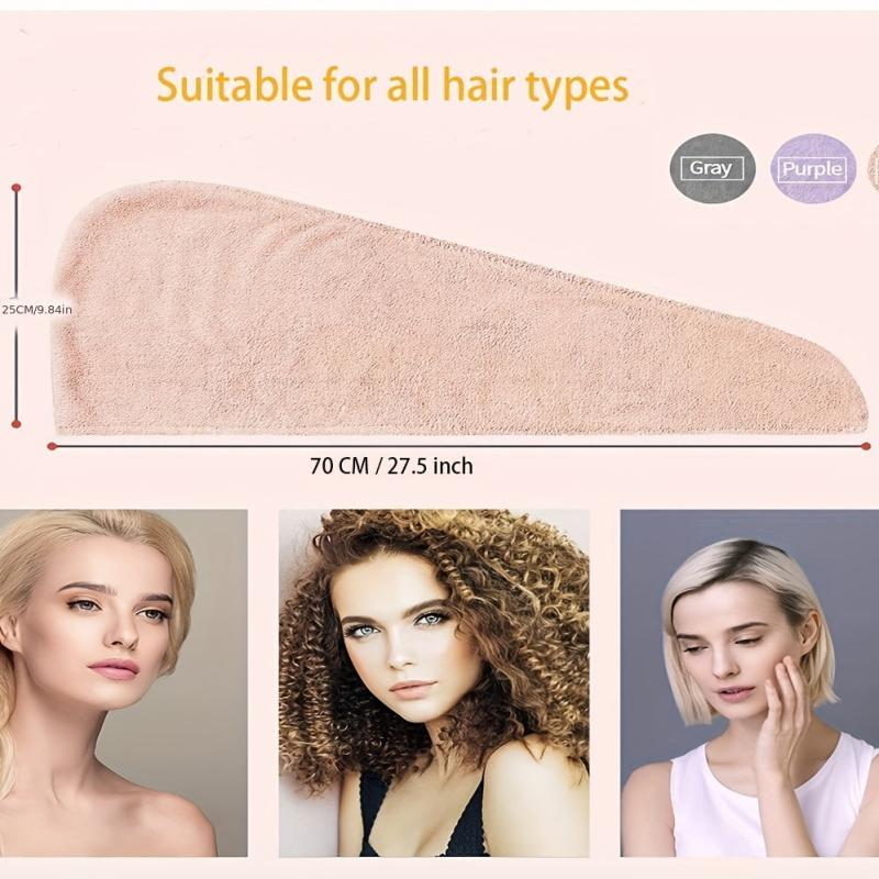 3pc Microfiber Hair Drying Caps Towels Turbans for Women Girls