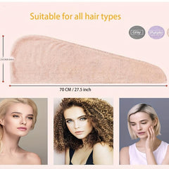 3pc Microfiber Hair Drying Caps Towels Turbans for Women Girls