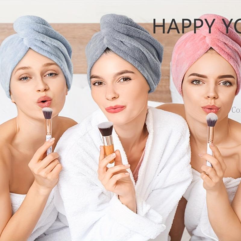 3pc Microfiber Hair Drying Caps Towels Turbans for Women Girls