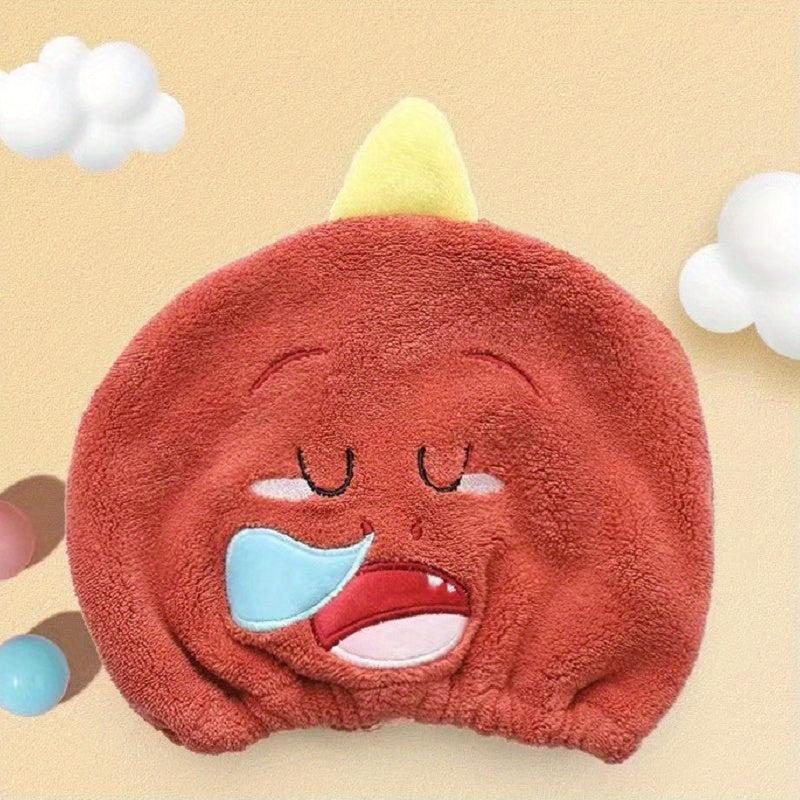 Cartoon Monster Hair Towel Wrap Soft Coral Fleece Shower Cap
