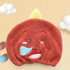 Cartoon Monster Hair Towel Wrap Soft Coral Fleece Shower Cap
