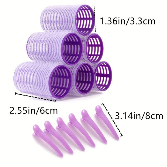 24pcs Jumbo Hair Curlers Set Self Grip Rollers With Clips for All Hair Types