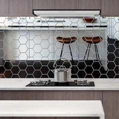 Hexagon 3D Mirror Wall Stickers 4 PCS