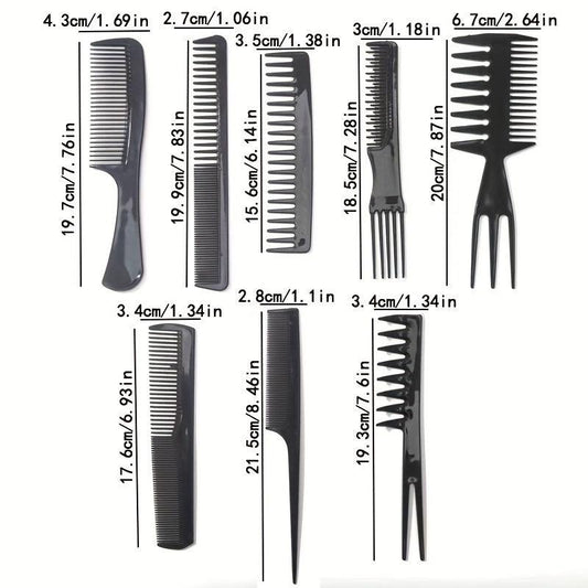 8pcs Hair Styling Comb Set Wide Tooth Flat Rat Double Fork Dense Tools