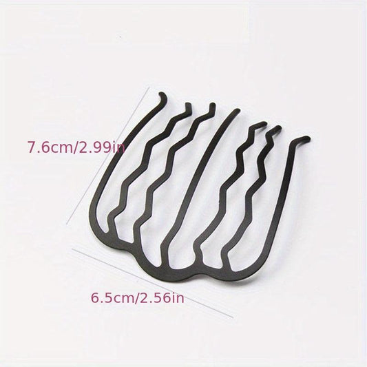 Metal Wave Shape Hair Fork for Bun Maker or Ponytail Holder