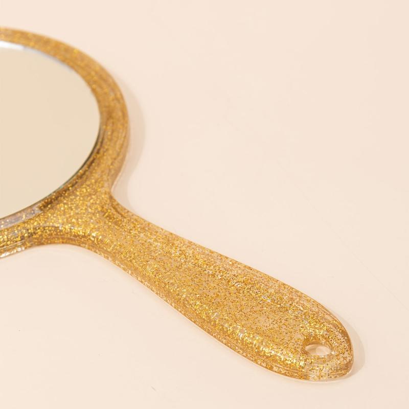 Yellow Round Hand Mirror for Home & Travel Use