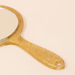 Yellow Round Hand Mirror for Home & Travel Use