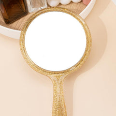 Yellow Round Hand Mirror for Home & Travel Use