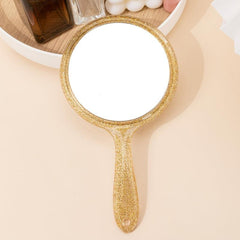 Yellow Round Hand Mirror for Home & Travel Use