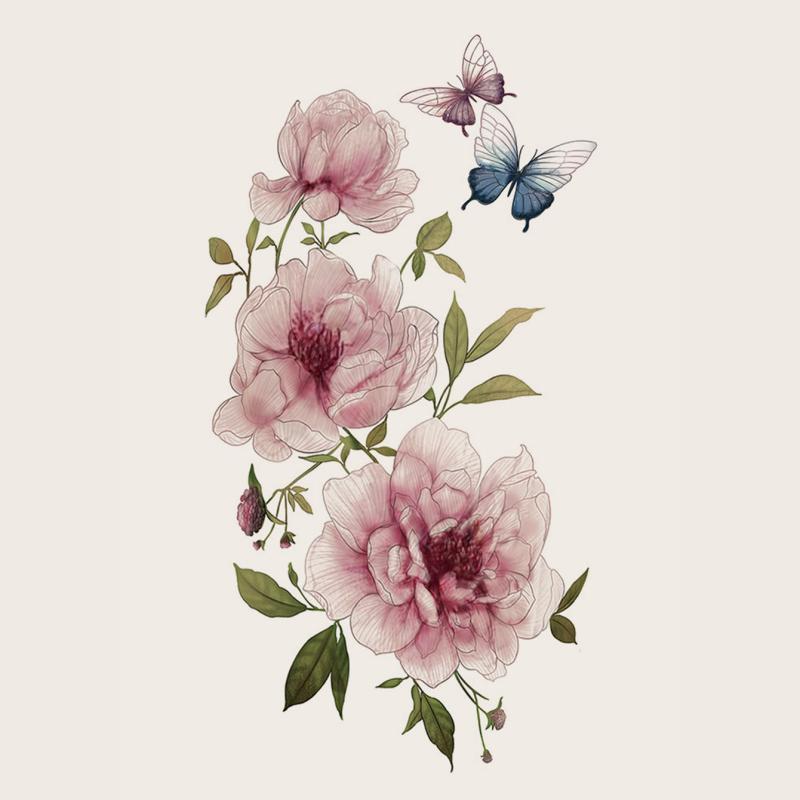 6-Pack Flower Printed Tattoo Stickers: Easy and Painless Body Art