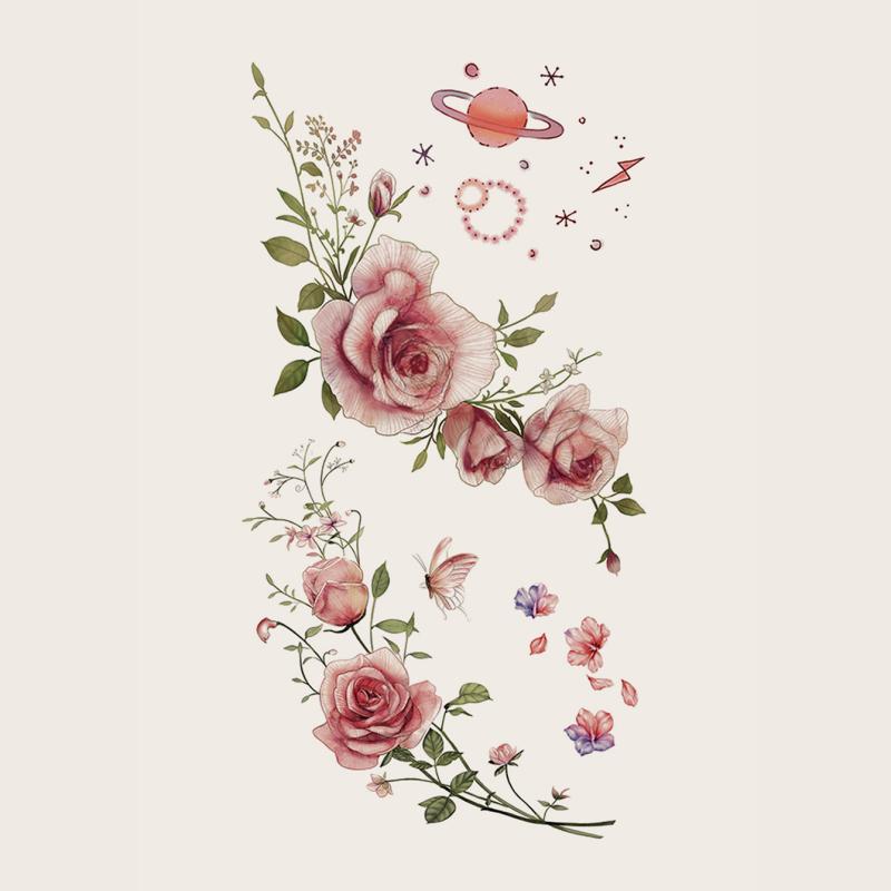 6-Pack Flower Printed Tattoo Stickers: Easy and Painless Body Art