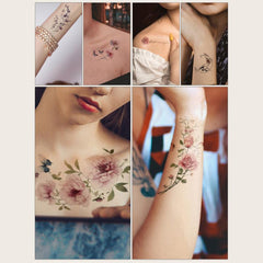 6-Pack Flower Printed Tattoo Stickers: Easy and Painless Body Art