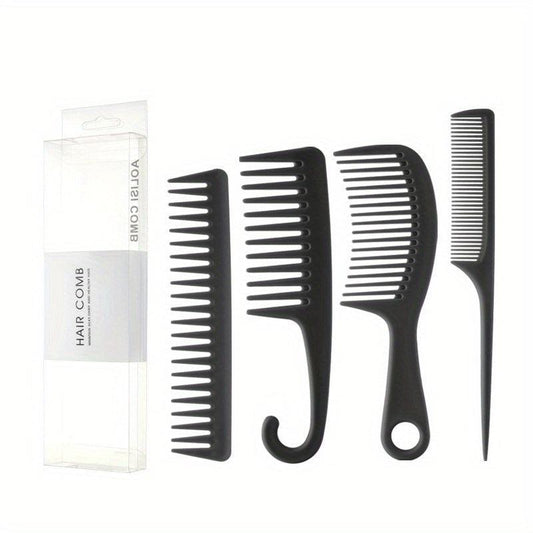 4pcs Hair Comb Set Wide/Fine Tooth Rat Tail Comb Shower Comb With Hook