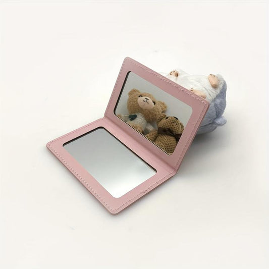 PU Leather Makeup Mirror Double sided Portable Folding Mirror
