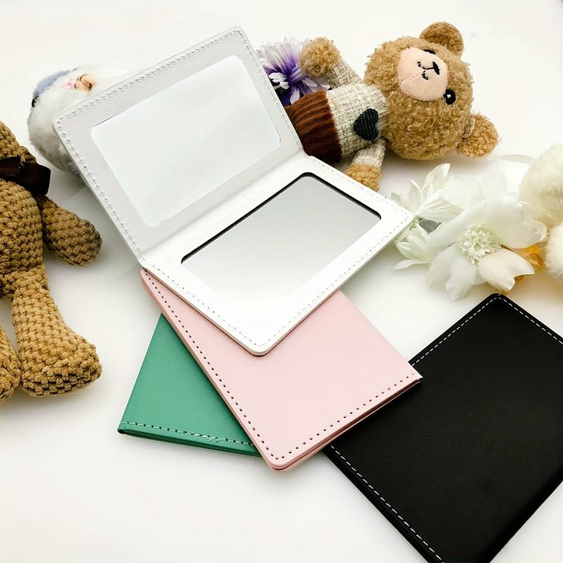 PU Leather Makeup Mirror Double sided Portable Folding Mirror