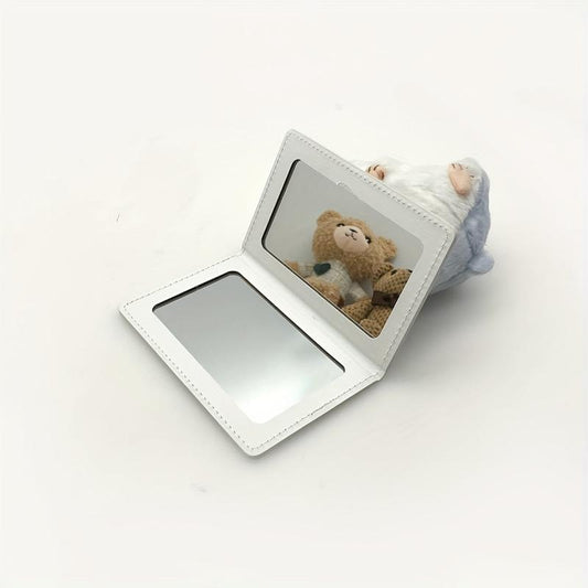PU Leather Makeup Mirror Double sided Portable Folding Mirror