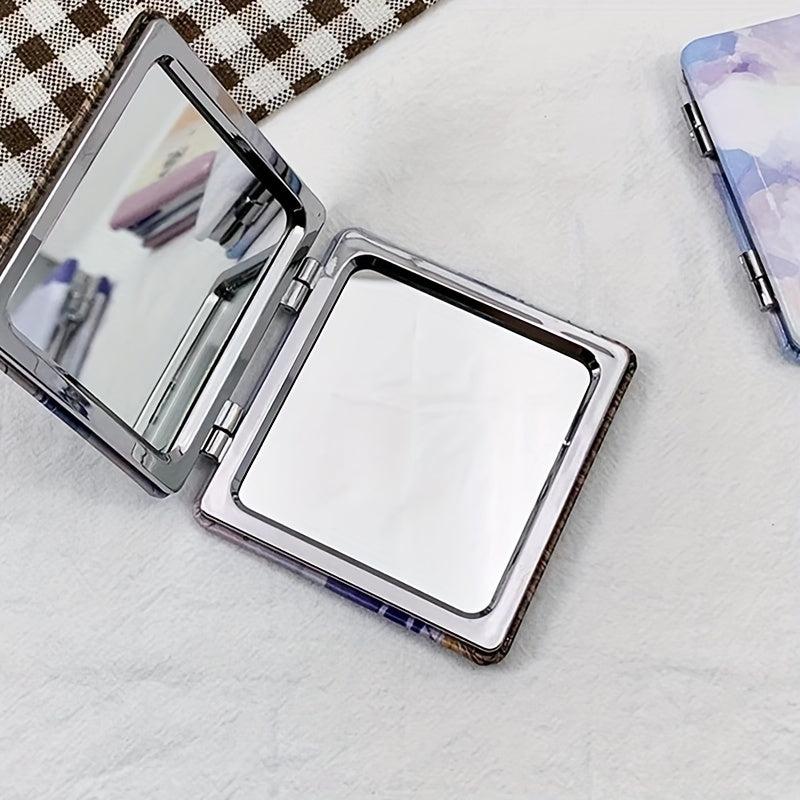 Square Double Side Folding Vanity Mirror Travel Portable Small Mirror