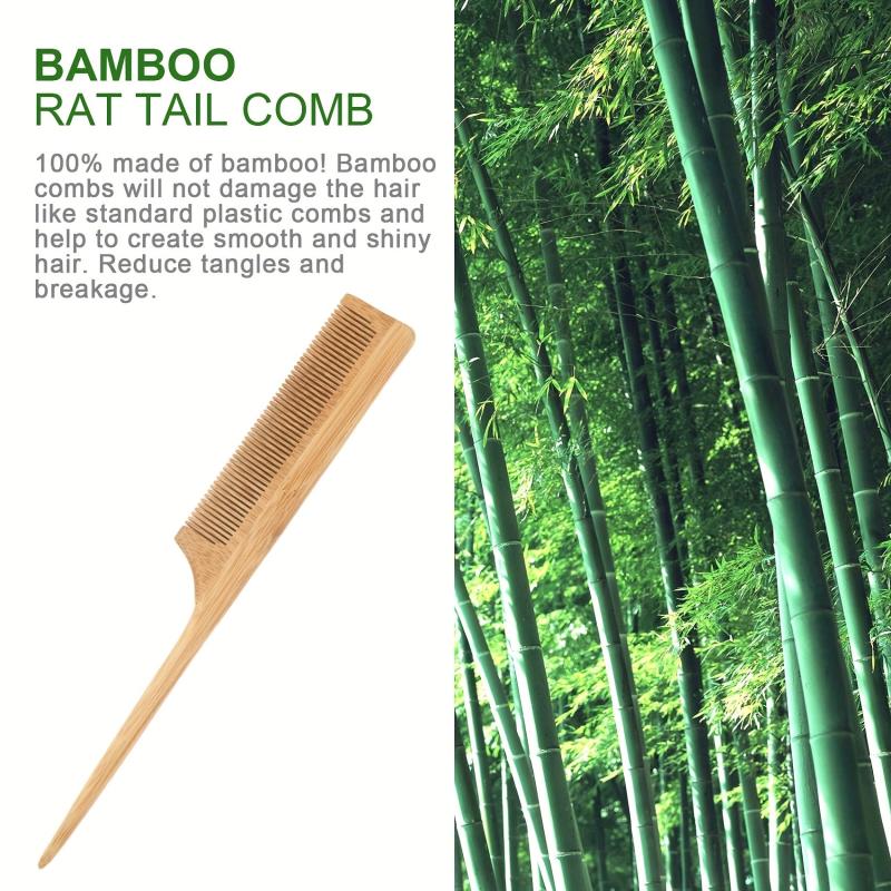 3 Pcs Bamboo Hair Comb Set Wide Fine Tooth Brushes Detangling Styling Heat Resis